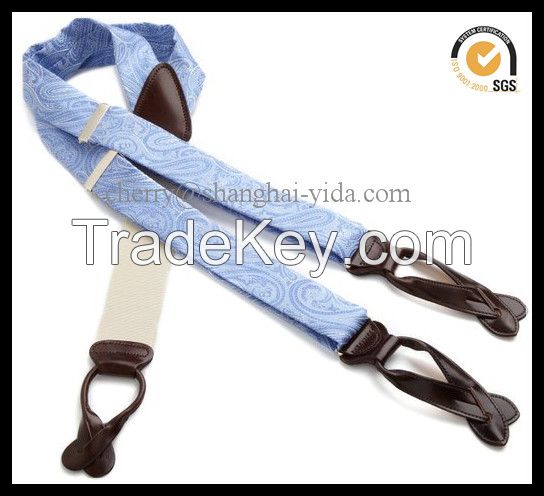 3.5CM 100% silk suspender with genuine leather loop(SP16401)