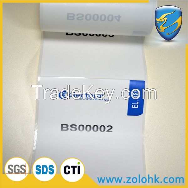 Tamper evident Security Llabel