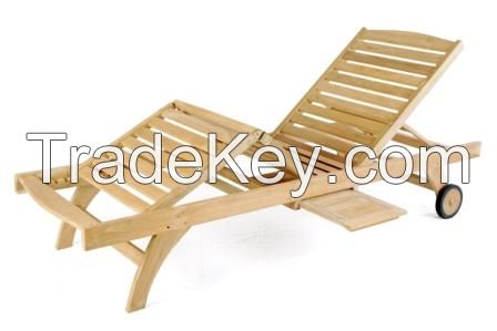 Sun Lounger - Mini Tray - Outdoor, Garden - Teak Wood