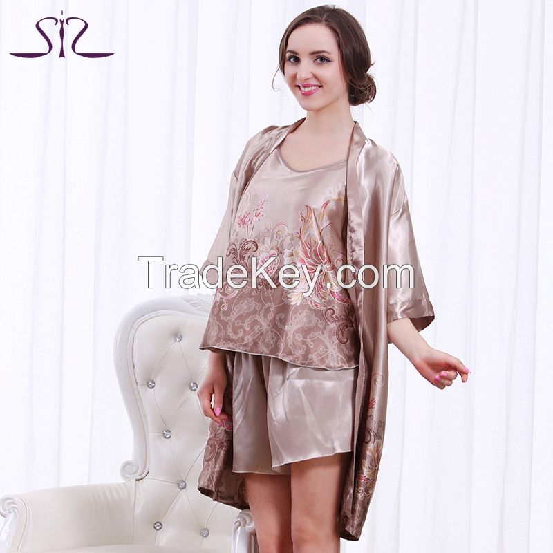  2015 Top Sale Women bath robe and Nightgown 2 Piece Sexy Noble Robe Set Of Kigurumi Bathrobe For Women