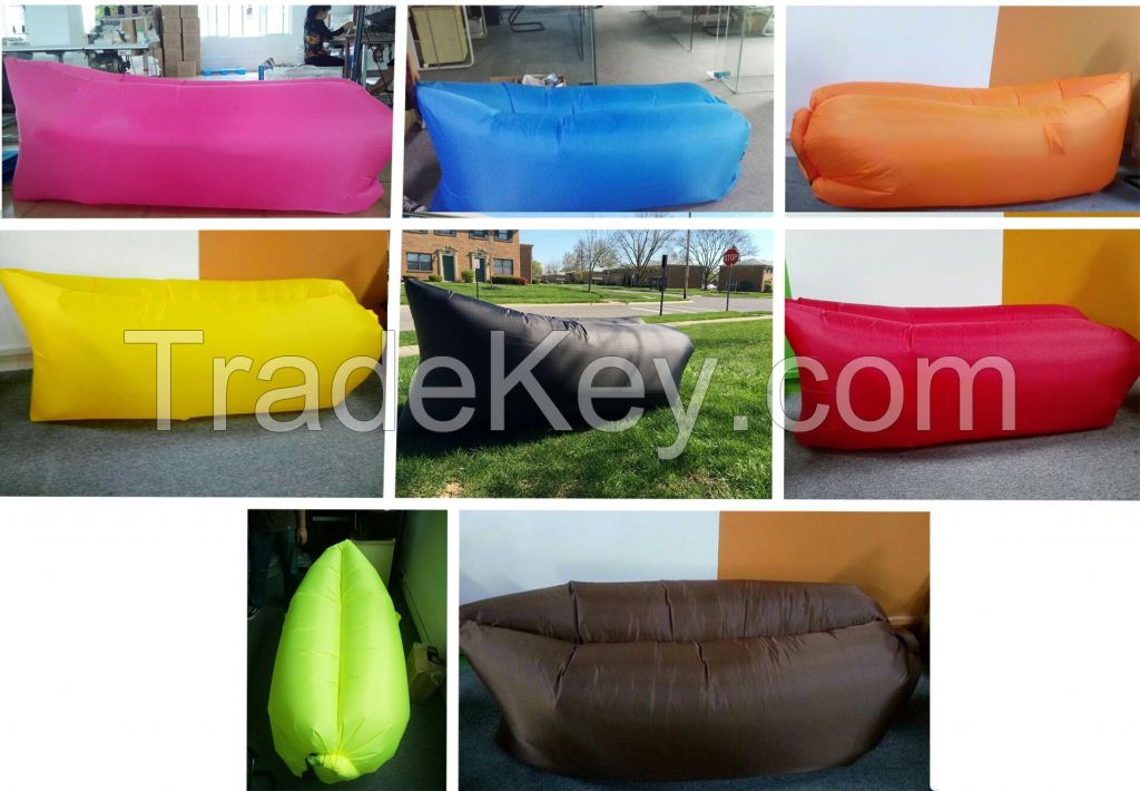 260cmx70cm Custom Inflatable Air Sofa Sleeping Bag Waterproof Pink Color