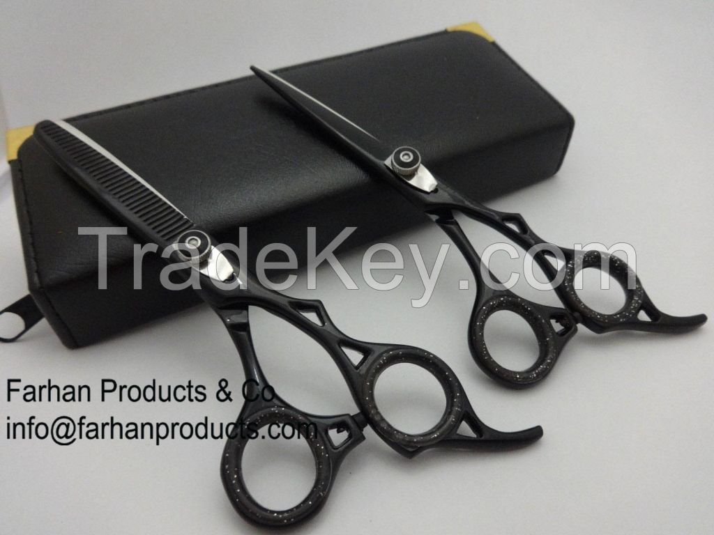 5.5'' Professional Barber Pink Zebra Hairdressing Thinning Scissors Set