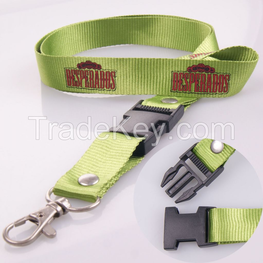 silk printing custom logo lanyard with metal hook, cheap silk screen lanyards