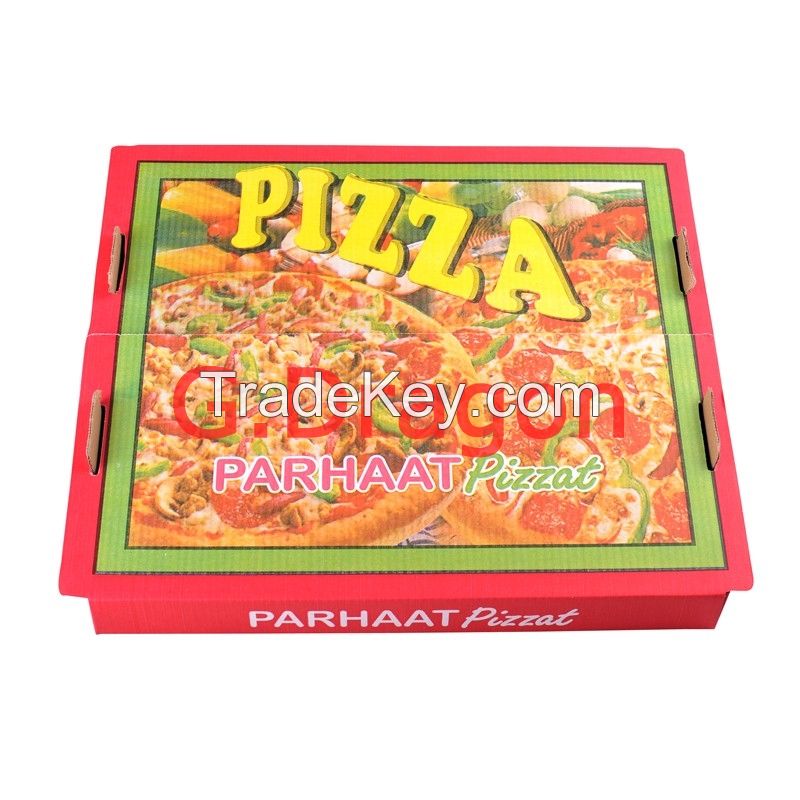 Customized 1-6 Color Flexo Printing Low MOQ Take-Away Pizza Box