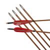 33" Traditional India Red Turkey Feathers Self Nock Bamboo Arrows For Long Bow/Recurve Bow