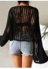 Open Knit Bell Sleeve Sheer Sweater Summer crochet Top sweater knitting design sweater export sueter personalizado