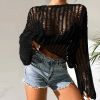 Open Knit Bell Sleeve Sheer Sweater Summer crochet Top sweater knitting design sweater export sueter personalizado