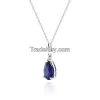 9ct White Gold Belle Necklace with 1.50ct Sapphire Pendant