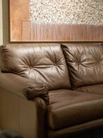 Italian Retro Style  Top Grain Genuine Cowhide Leather Tufted Black Living Room Sofa