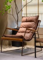 Cosy Brown Color Genuine Cowhide Leather Chair