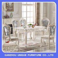 Expandable Rubber Solid Wood Dining Table With Marble