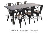 dining room furniture Square metal wooden table