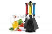 Euro standard FLGB/FDA Nylon cooking tool sets with different function head and self stand