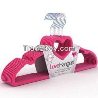 Plastic Velvet Love Hangers, Non-slip