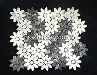White Carrara Flower Shape Mosaic For