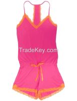 FUCHSIA PINK V NECK LACE PATTERN