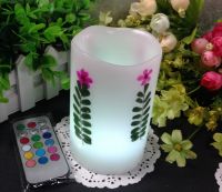 pillar shape color changing remote LED candle