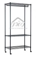 3 Tiers Epoxy Coated Garment Rack with 2&amp;quot; Screw PP Wheels &amp;amp; Screwed Hanger Bar