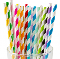 Color Biodegradable Paper Straws - Bright Colors - Eco Friendly Straws for Juice, Soda, Cocktails, Shakes - Great for Birthday Parties, Bridal Showers, Cake Pop Sticks