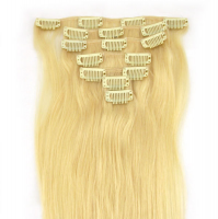 Clip in Remy Hair Extensions 613 Blonde Hair 7pcs/Set 20 inch 70grams Free Shipping