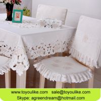 White Embroidered Cutout Dining Table Cloth