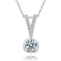 18 K White Gold Moissanite Pendant With Melees Halo 