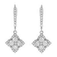 Diamond Dangle Earrings 1.20 Ct Natural Certified Solid White Gold