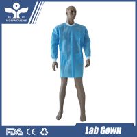 PP non-woven lab coat, disposable hospital lab coat with knitted cuff