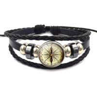 Hand Woven PU Leather Bangle Gemstone