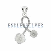 Blank Pendant Base Zircon Paved White