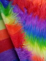 Rainbow Long Pile Fabrics Colourful Jacquard