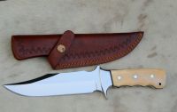 mktraders, custom handmade D2  tool steel skinner hunting knife with leather sheath