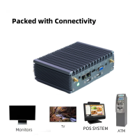 Industrial Mini PC Fanless Computer with i5-4200U, 8GB RAM 256GB SSD VGA HDMI 2xCOM RS232 WiFi Bluetooth Windows 10