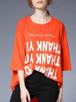 moozoi asymmetrical plus size printed T-shirt