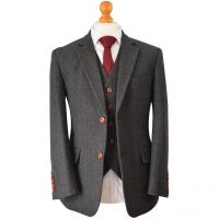 Jennis & Warmann Charcoal Herringbone Striped
