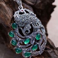 Vintage Thai Sterling Silver Green Agate