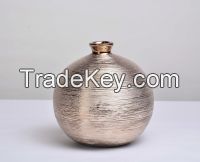 VASE CERAMIC SPUN METALLIC GOLD ROUND