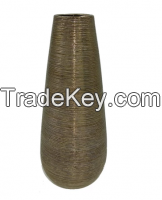 VASE CERAMIC SPUN METALLIC GOLD 12