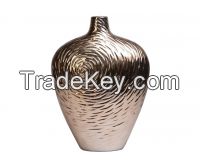 Vase With Rose Design, Metallic Fnish