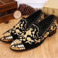 New Fashion Men's Customized Shoes Embroidery Genuine Leather Loafers Party Shoes Espadrilles Men Shoes Slip Ons Shoes Male Fashion Wedding Shoes Driving Shoes Design Smoking Slippers Plus