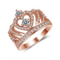 Platinum Plated Zircon Crown Engagement Band