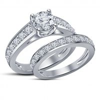 14k White Gold Finish White Round