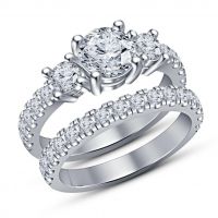 925 Silver Round Cut Diamond Three