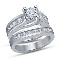 14k White Gold Finish White Simulated