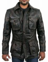 Mens Vintage Distressed Motorcycle Leather Jacket