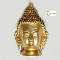 Handcrafted Buddha Head Sculpture in Brass