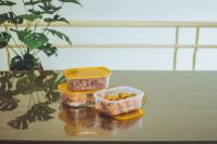 Appollo houseware Crisper Food Keeper Small 3pc Set (3 x 600ml) high quality rectangle light weight food container for refrigerator and microwave easy to handle durable air tight food container plastic food container for storing and freezing food items, u