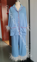 2021 Luxury Feather Sleepwear Women Viscose