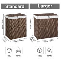 Handwoven Synthetic Rattan Laundry Basket With