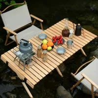 Aluminum Alloy Roll Camping Table Wood